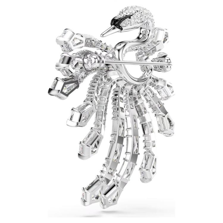 Vienna brooch Mixed cuts, Swan, White, Rhodium plated